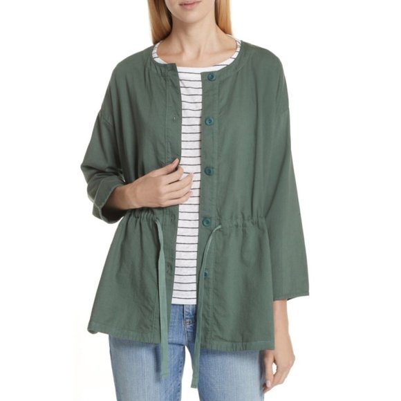 Eileen Fisher Shirttail Hem Organic Cotton Jacket - Picture 1 of 11